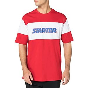 STARTER BLACK LABEL Heren Starter Block Jersey T-shirt, City Rood/Wit, S