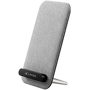 Xlayer Wireless Desktop Charger 10W, inductief laadstation voor het bureau, stoffen bekleding, Light Grey