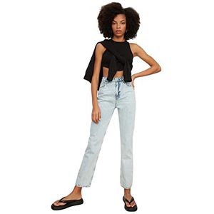Trendyol Bootcut & wijd uitlopende jeans met hoge taille en rechte pijpen voor dames, Blauw, 34