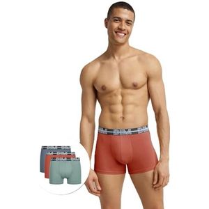 DIM Boxershorts voor heren, krachtige stijl, katoen, stretch, 3 stuks, grijs/groen/oranje, L