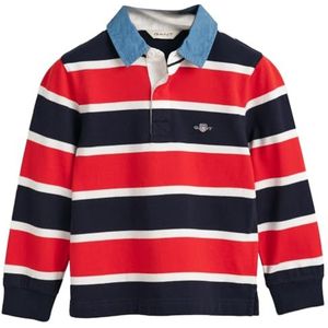 GANT Uniseks gestreept Shield Rugger poloshirt voor kinderen, evening blue, 92