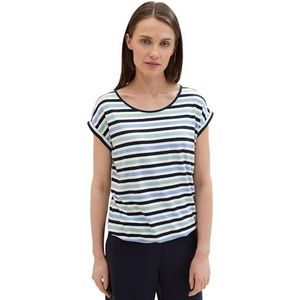 TOM TAILOR T-shirt voor dames, 36372 - Blue Shades Stripe, S