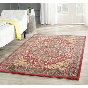 SAFAVIEH Traditioneel tapijt voor woonkamer, eetkamer, slaapkamer - Mahal Collectie, laagpolig, marineblauw en rood, 91 x 152 cm