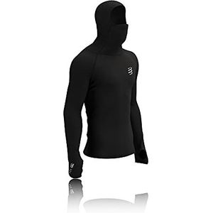 COMPRESPORT 3D Thermo Ultralight Racing Hoodie lange mouwen T-shirt, volwassenen, uniseks, zwart (zwart), XS