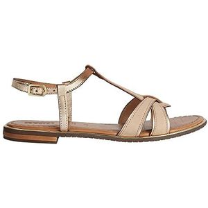 Geox D Sozy Plus Flat Sandalen voor dames, Desert/LT Gold, 36 EU, Desert Lt Gold, 36 EU