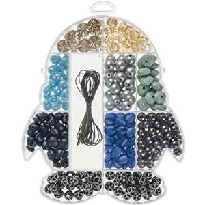 GLOREX 6 1630 331 - Kralensieradenset, 395 stuks, blauw en zilver assorti, geschikt voor het ontwerpen van sieraden, armbanden, kettingen, accessoires en decoraties
