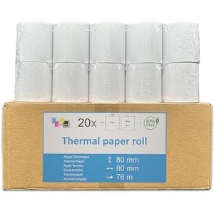 20 spoelen thermisch papier voor EPSON TM-T20II SERIES en WELQUIC 80 mm standaard navulling TPV rol 80 x 80 x 12 mm, standaard 50g geschikt voor alle printers. UNIVERS GRAPHIQUE Ref UGEPSONTH