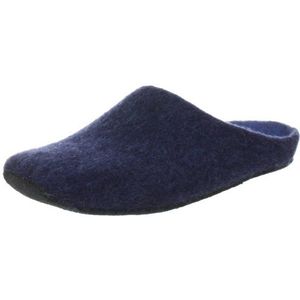 Magicfelt Vilten pantoffels JU 720 voor dames en heren, natuurlijke tweekleurige merinowol, pantoffels met antislip anatomische zool, uniseks, blauw donkerblauw, 42 EU