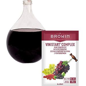 Browin 400401 Vinistart Complex voor 10-25 l witte en rode wijn van fruit, tot 17% alcohol, wijngist, met voedingszout, vitaminen en mineralen, snelle gisting, poeder