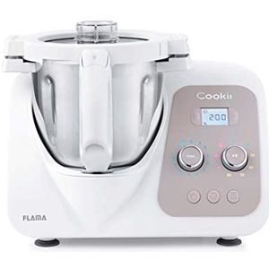 Flama Cookii Multifunctionele keukenmachine 2185FL, 1500 W, WLAN, 8 temperaturen tussen 37 en 120 °C, 10 snelheden, capaciteit tot 5 kg, container met 3,8 l, meer dan 200 recepten, witte vanille