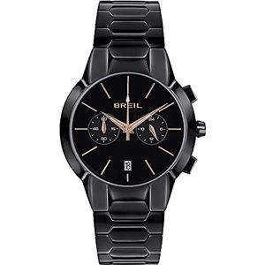 Breil Horloge New ONE Collectie Quartz Chrono uurwerk en gekleurde stalen armband voor heren, zwart, Een Maat, armband