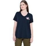 Ulla Popken - Shirt - Marine - V-hals - Kwartmouw - Motiefprint