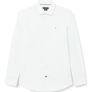 Tommy Hilfiger Mannen Cl Stretch Micro Print Sf Shirt Jurk Shirts, Blauw, 37W, Optisch wit/lichtblauw, 36