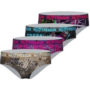 FREEGUN Slipje voor meisjes, microvezel, slipjes en slips voor kinderen, ultrazacht en comfortabel (4 stuks), roze/paars/turquoise/zwart/beige, 8-10 Jaar