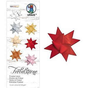 Ursus 3210022 - Papierstroken voor kruimelsterren, robijnrood, van gekleurd tekenpapier 130 g/m², ca. 1,5 x 50 cm, 80 stroken voor ca. 20 sterren, ambachtelijke klassieker voor de kersttijd