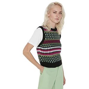 TRENDYOL Damessweater met patroon, zwart, L, zwart, L