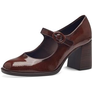 Tamaris dames pumps blokhak, Brown Patent, 39 EU