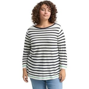 TOM TAILOR Plussize damestrui, 37829 - Offwhite Green Navy Streep, 54 Grote maten