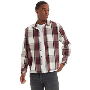 Trendyol Men's Burgundy Male Lumberjack Regular Shirt, L