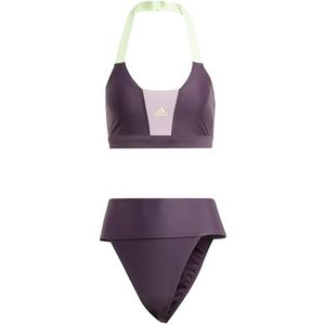 adidas - Dames Sportswear Colorblock - Bikini - Aurora Black/Preloved Fig - Chloorbestendig, Mid-rise, Lichtgewicht