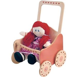 Dida - Natuurlijke Houten Poppenwagen, Grote Wandelwagen voor Poppen tot 50 cm, Educatieve Rollenspellen voor Kinderen van 2 tot 4 Jaar, Ideaal voor Creatieve Ontwikkeling