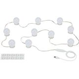 Briloner Led-spiegellamp, dimbaar, 10 lampen, kleurtemperatuurregeling, USB-kabel, incl. kleefpads, max. 6 watt, 600 lumen, wit, 4.000 mm (L).