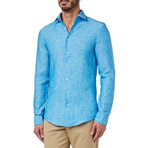 Seidensticker Men's Slim Fit shirt met lange mouwen, turquoise, 43, turquoise, 43