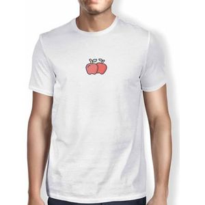 Green Fish, Basic T-shirt voor heren, 100% katoen, regular fit, Digital Icon Printed, maat: L, kleur: wit, wit, L