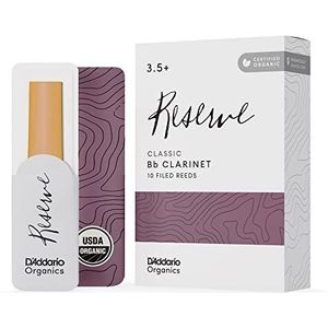 D'Addario Organic Classic Bb Clarinet Riet - Riet voor klarinet - Het eerste en enige biologische riet - 3,5+ sterkte, 10 stuks