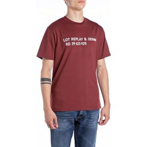 Replay Heren Regular Fit T-shirt van katoen, 554 Red Brick, L