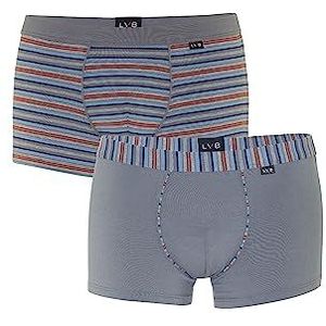 LVB Short Rephined Cotton Modal Boxershorts voor heren, verpakking van 2 stuks, Antraciet meerkleurig + antraciet, S