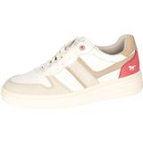 Mustang - Sneakers - Offwhite/Taupe/Rood - Vetersluiting - Plateau
