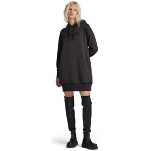G-STAR RAW - Flock Hooded Sweater Dress - Zwart - Katoen