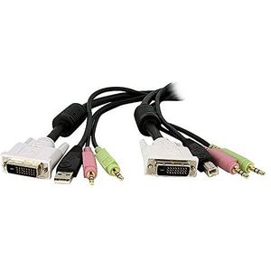 StarTech.com 4,5 m 4-in-1 USB Dual Link DVI-D KVM-switch kabel met audio en microfoon