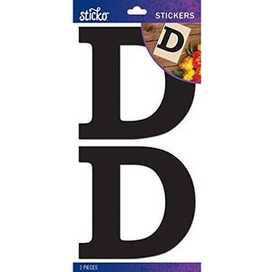 Sticko Basic Zwart Monogram Stickers-D, andere, Multi kleuren, 0.25x11.43x22.22 cm