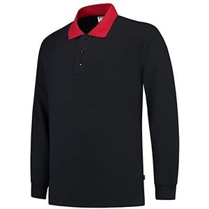 Tricorp 301006 casual polokraag contrast sweatshirt, 60% gekamd katoen/40% polyester, 280g/m², marineblauw/rood, maat 4XL