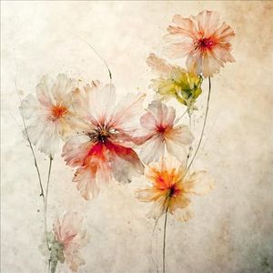 Pro-Art Glasafbeelding, Delicate Floral Structures II, 20x20 cm
