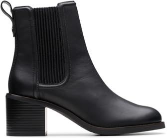 Clarks Premium Dames Chamberly Top Chelsea Boot, zwart leer, 3 UK, Zwart leder, 36 EU