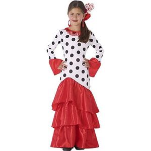 Atosa Flamingo kostuum Sevillana wit rood meisjes kinderen 7 tot 9 jaar