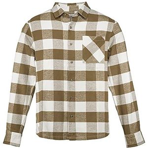 Dolomite Heren Camisa MS Flanel Check Businesshemd, Latte Beige/Oak Brown, XXL, Latte Beige/Oak Bruin, XXL