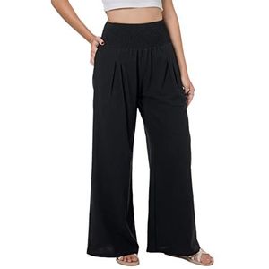 Lofbaz - Zomerbroek - Zwart - Katoen en Linnen - Hoge Taille - Boho-Stijl