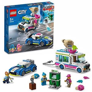 LEGO City IJswagen Politieachtervolging, Politie Speelgoed Auto Bouwpakket voor Kinderen met Onderscheppingsvoertuig, Actie Cadeau voor Jongens en Meisjes vanaf 5 Jaar 60314