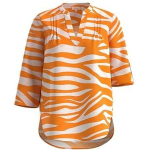 s.Oliver - Gedessineerde Blouse - Oranje - Van Linnen - 3/4 Mouw