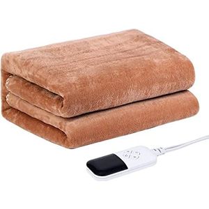 Elektrische deken, bruin, 180 x 120 cm, 9 warmte-instellingen, automatische uitschakelklok tot 12 uur, led-display, oververhittingsbeveiliging, droge en comfortabele slaap