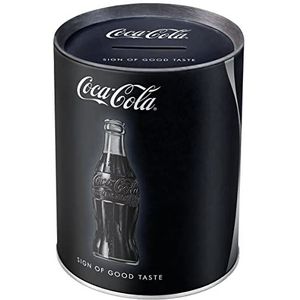 Nostalgic-Art Retro Spaarpot, Coca-Cola – Sign Of Good Taste – Geschenktip voor Coke-fans, Spaarvarken in metaal, Vintage Spaarblik, 1 l