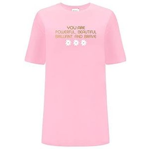 ERT GROUP Origineel en officieel gelicenseerd door Babaco roze T-Shirt oversize voor dames, patroon Positive vibes 003, eenzijdige overdruk, maat S