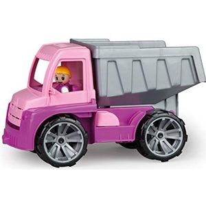 Lena 04451 - TRUXX roze kiepwagen, voertuig ca. 27 cm, kiepvrachtwagen met Lena-speelfiguur, robuuste dumper, kiepbare laadbak, roze en paars speelgoedvoertuig voor meisjes vanaf 2 jaar
