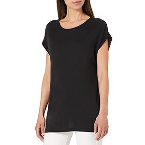 Urban Classics Dames T-shirt Ladies Modal Extended Shoulder Tee, vrouwen bovendeel met overgesneden schouders in vele kleuren, maten XS - 5XL, zwart, S