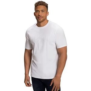 JP 1880 Heren, halflange mouw, groot borduurwerk T-shirt, sneeuwwit, 4XL, sneeuwwit, 4XL