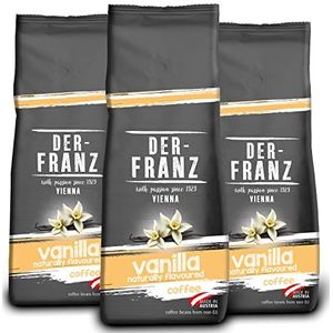 Der-Franz koffie, Mischung van Arabica en Robusta, geröstet, geheel Bohne aromatisiert met Van natureer Vanille UTZ, 3 x 500 g